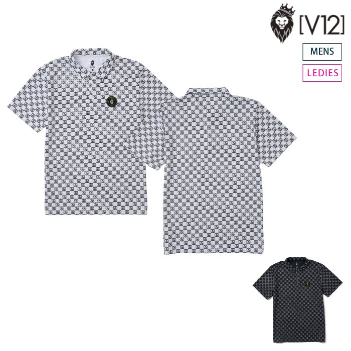 V12 ヴィトゥエルブ ゴルフモックネック 半袖ポロシャツ ゴルフウェア メンズ レディース MONOGRAM POLO セットアップ対応 V122410-PL14