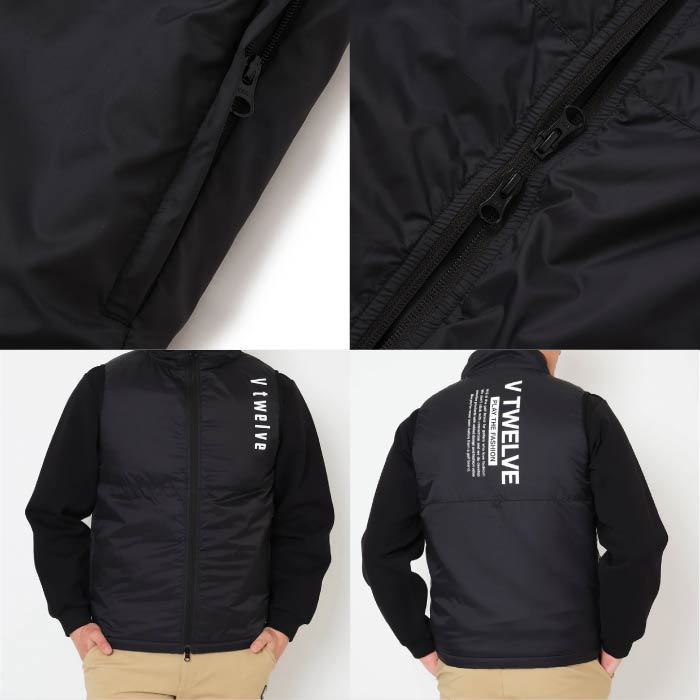 V12 ヴィトゥエルブ ゴルフウェア メンズ FLUFFY VEST 中綿ベスト 軽量 撥水 防風 保温 V122520-JK07