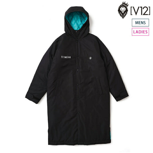 V12 ヴィトゥエルブ ゴルフウェア メンズ レディース PRO BENCH COAT ベンチコート ロング丈 フード付 防寒対策 撥水 防風 保温 V122520-JK14
