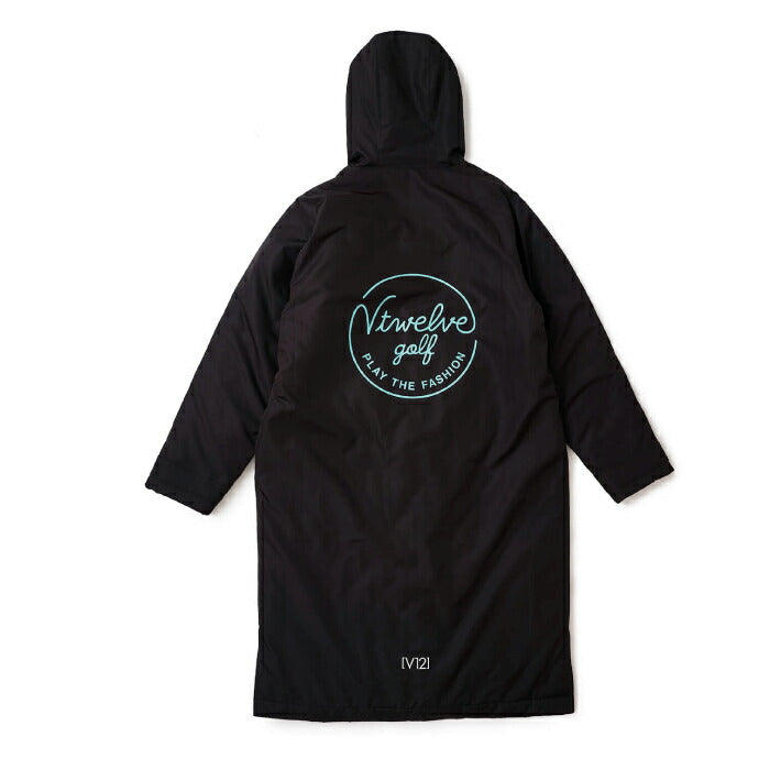 V12 ヴィトゥエルブ ゴルフウェア メンズ レディース PRO BENCH COAT ベンチコート ロング丈 フード付 防寒対策 撥水 防風 保温 V122520-JK14