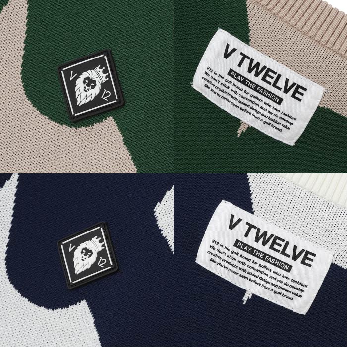 V12 ヴィトゥエルブ ゴルフウェア メンズ GRFT KNIT メンズ ニット 防風裏地 ストレッチ V122520-KN05