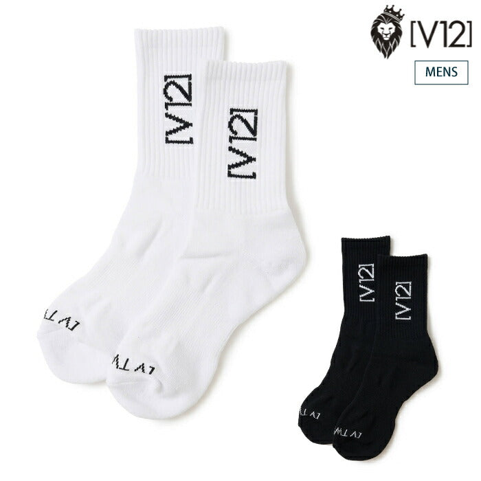 V12 ヴィトゥエルブ ゴルフウェア メンズ SIDE LOGO MID SOCKS ソックス 靴下 パイル地 クッション性 シンプル 日本製 V122610-AC04