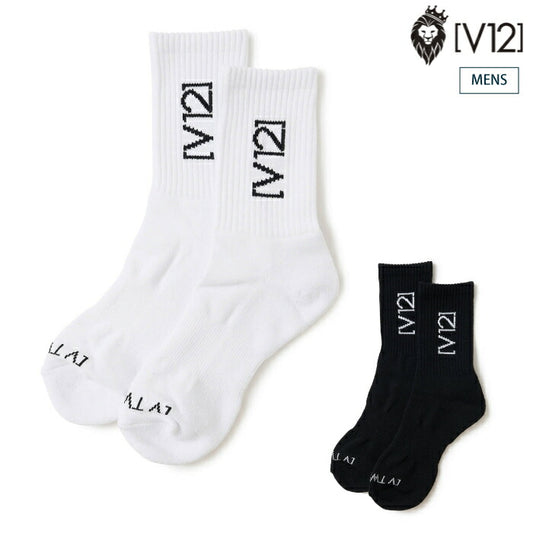 V12 ヴィトゥエルブ ゴルフウェア メンズ SIDE LOGO MID SOCKS ソックス 靴下 パイル地 クッション性 シンプル 日本製 V122610-AC04