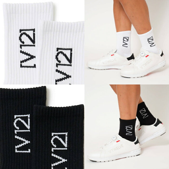 V12 ヴィトゥエルブ ゴルフウェア メンズ SIDE LOGO MID SOCKS ソックス 靴下 パイル地 クッション性 シンプル 日本製 V122610-AC04