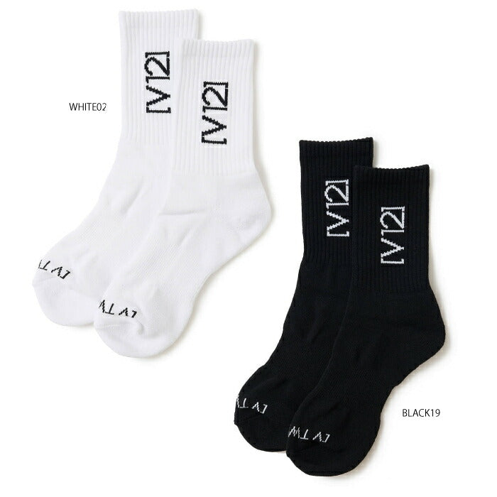 V12 ヴィトゥエルブ ゴルフウェア メンズ SIDE LOGO MID SOCKS ソックス 靴下 パイル地 クッション性 シンプル 日本製 V122610-AC04