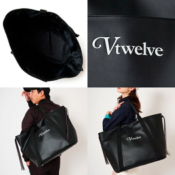 V12 ヴィトゥエルブ ゴルフ メンズ レディース AWA BIG TOTE ビッグトートバッグ シンセティックレザー ラグジュアリー サイドフリンジ 収納力抜群 V122610-BG02