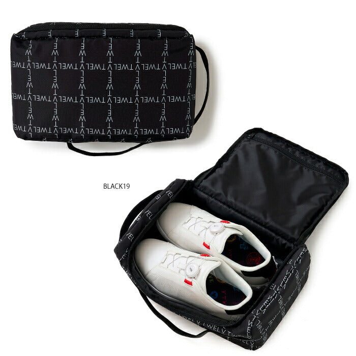 V12 ヴィトゥエルブ ゴルフ メンズ レディース TYPO GRID SHOES CASE ボックス型シューズケース 広い間口 持ち運び便利 V122610-BG07