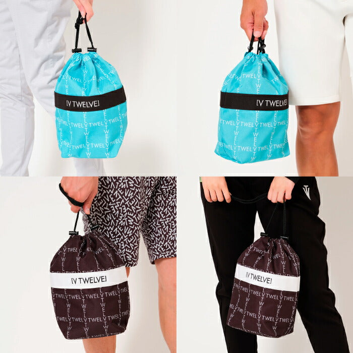 V12 ヴィトゥエルブ ゴルフ メンズ レディース TYPO GRID POUCH 巾着型ポーチ カートバッグ 小物収納 V122610-BG08