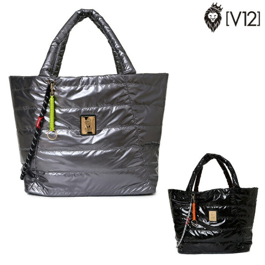 V12 ヴィトゥエルブ ゴルフ メンズ レディース PADDED GLOSS BIG TOTE ビッグトートバッグ 光沢素材 カラフルチャーム付 V122610-BG11