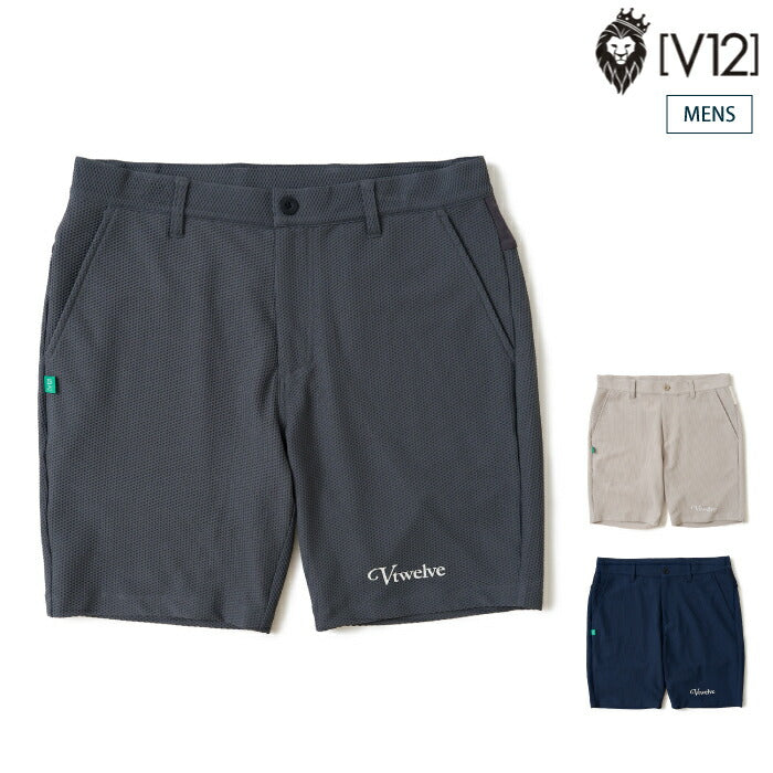 V12 ヴィトゥエルブ ゴルフウェア メンズ ショートパンツ AIRY AWA SHORTS ワッフル調 通気性 ストレッチ 吸水速乾 セットアップ対応 v122610-hp01
