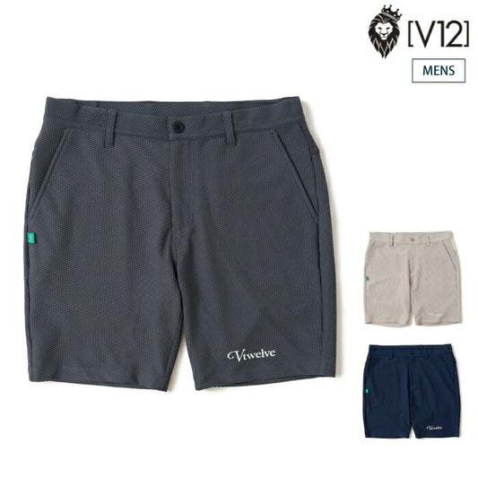 V12 ヴィトゥエルブ ゴルフウェア メンズ ショートパンツ AIRY AWA SHORTS ワッフル調 通気性 ストレッチ 吸水速乾 セットアップ対応 v122610-hp01