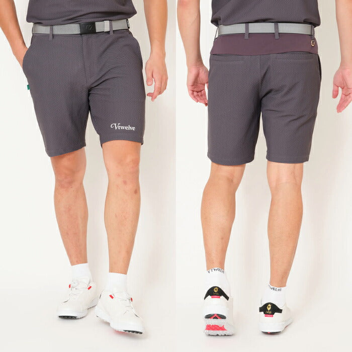 V12 ヴィトゥエルブ ゴルフウェア メンズ ショートパンツ AIRY AWA SHORTS ワッフル調 通気性 ストレッチ 吸水速乾 セットアップ対応 v122610-hp01