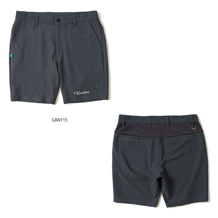 V12 ヴィトゥエルブ ゴルフウェア メンズ ショートパンツ AIRY AWA SHORTS ワッフル調 通気性 ストレッチ 吸水速乾 セットアップ対応 v122610-hp01