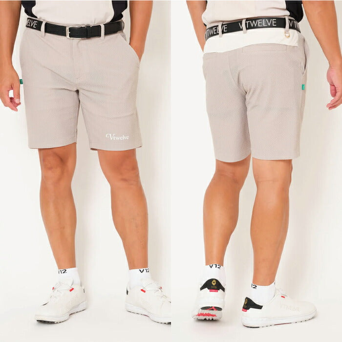 V12 ヴィトゥエルブ ゴルフウェア メンズ ショートパンツ AIRY AWA SHORTS ワッフル調 通気性 ストレッチ 吸水速乾 セットアップ対応 v122610-hp01