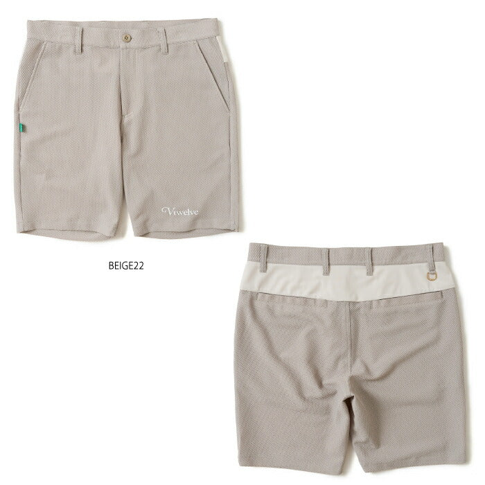 V12 ヴィトゥエルブ ゴルフウェア メンズ ショートパンツ AIRY AWA SHORTS ワッフル調 通気性 ストレッチ 吸水速乾 セットアップ対応 v122610-hp01