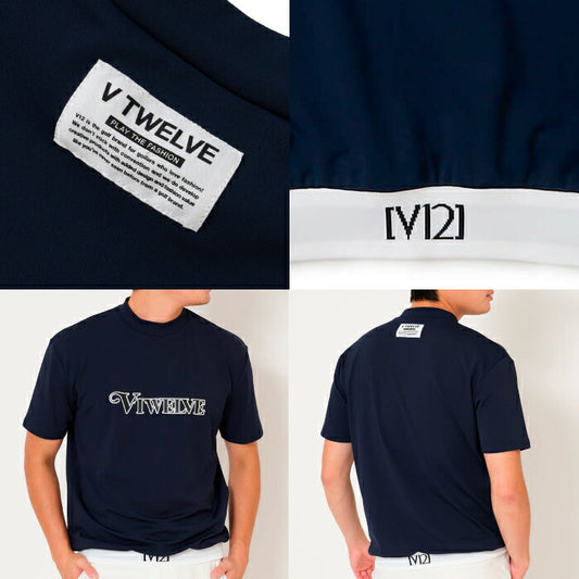 V12 ヴィトゥエルブ ゴルフウェア メンズ AWA RIB MOCK モックネック 半袖シャツ 伸縮性 ストレッチ 吸水速乾 v122610-mk05