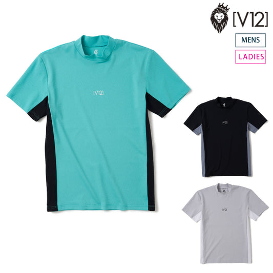 V12 ヴィトゥエルブ ゴルフウェア メンズ レディース モックネック 半袖 Tシャツ UVカット ストレッチ 吸水速乾 V122610-MK06