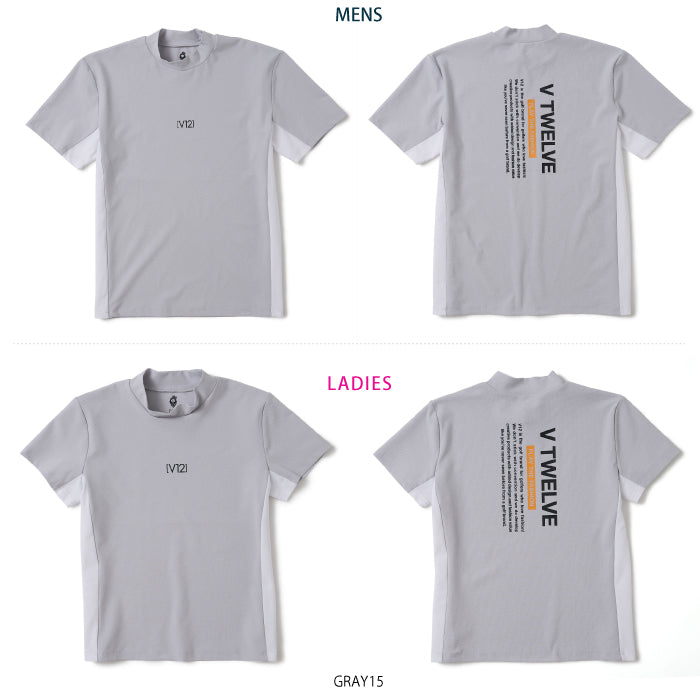 V12 ヴィトゥエルブ ゴルフウェア メンズ レディース モックネック 半袖 Tシャツ UVカット ストレッチ 吸水速乾 V122610-MK06