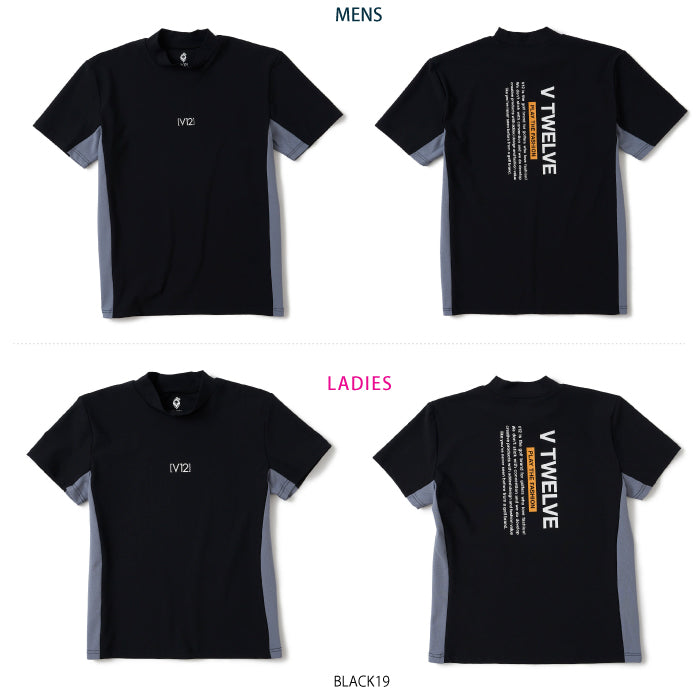 V12 ヴィトゥエルブ ゴルフウェア メンズ レディース モックネック 半袖 Tシャツ UVカット ストレッチ 吸水速乾 V122610-MK06