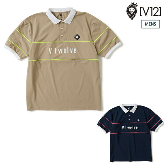 V12 ヴィトゥエルブ ゴルフウェア メンズ NEON L POLO ネオンカラー パイピング ポロシャツ ストレッチ 吸水速乾 セットアップ対応 V122610-PL12