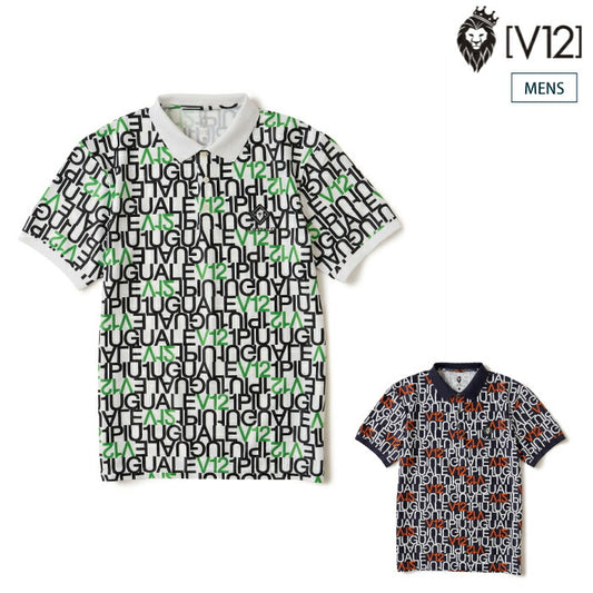 V12 ヴィトゥエルブ ゴルフウェア メンズ V12113 LETTER POLO 半袖ポロシャツ V12と1PIU1UGUALE3 GOLFが放つ珠玉のコラボ ストレッチ 吸水速乾 UVカット シリーズ商品あり v122611-pl16