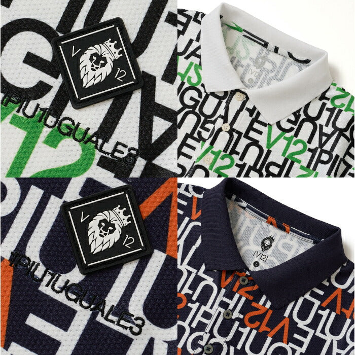 V12 ヴィトゥエルブ ゴルフウェア メンズ V12113 LETTER POLO 半袖ポロシャツ V12と1PIU1UGUALE3 GOLFが放つ珠玉のコラボ ストレッチ 吸水速乾 UVカット シリーズ商品あり v122611-pl16