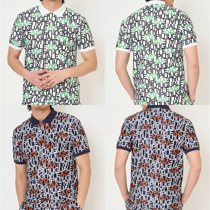V12 ヴィトゥエルブ ゴルフウェア メンズ V12113 LETTER POLO 半袖ポロシャツ V12と1PIU1UGUALE3 GOLFが放つ珠玉のコラボ ストレッチ 吸水速乾 UVカット シリーズ商品あり v122611-pl16