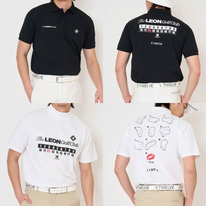 V12 ヴィトゥエルブ ゴルフウェア メンズ POLO&MOCK SET PACK LEON GC set A 半袖モックネック ポロシャツ 2枚セット LEONコラボレーションアイテム ストレッチ性 吸水速乾性 UVカット v122611-pl17