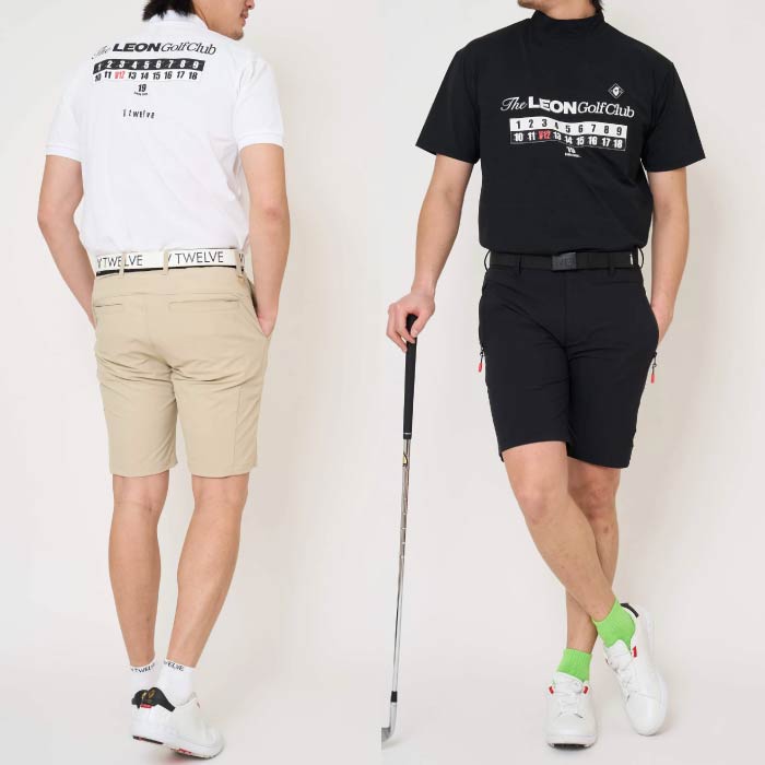 V12 ヴィトゥエルブ ゴルフウェア メンズ POLO&MOCK SET PACK LEON GC set B 半袖モックネック ポロシャツ 2枚セット LEONコラボレーションアイテム ストレッチ性 吸水速乾性 UVカット v122611-pl18