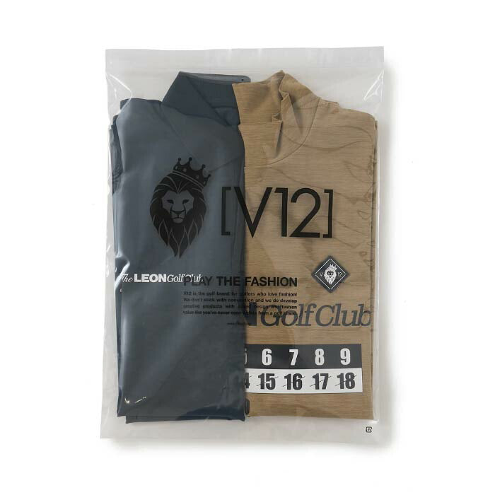 V12 ヴィトゥエルブ ゴルフウェア メンズ POLO&MOCK SET PACK LEON GC set C 半袖モックネック ポロシャツ 2枚セット LEONコラボレーションアイテム ストレッチ性 吸水速乾性 UVカット v122611-pl19