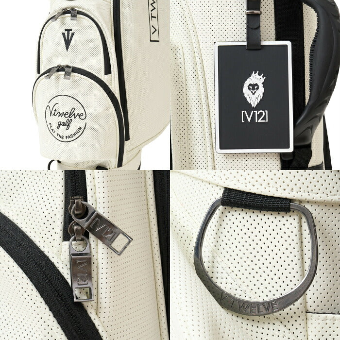 V12 ヴィトゥエルブ ゴルフ メンズ レディース ESSENTIAL CADDY スタンドキャディバッグ 9インチ 5分割仕様 高級感のあるパンチングレザー v122620-cb01