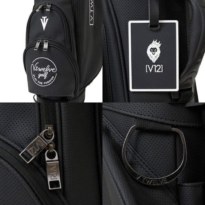 V12 ヴィトゥエルブ ゴルフ メンズ レディース ESSENTIAL CADDY スタンドキャディバッグ 9インチ 5分割仕様 高級感のあるパンチングレザー v122620-cb02