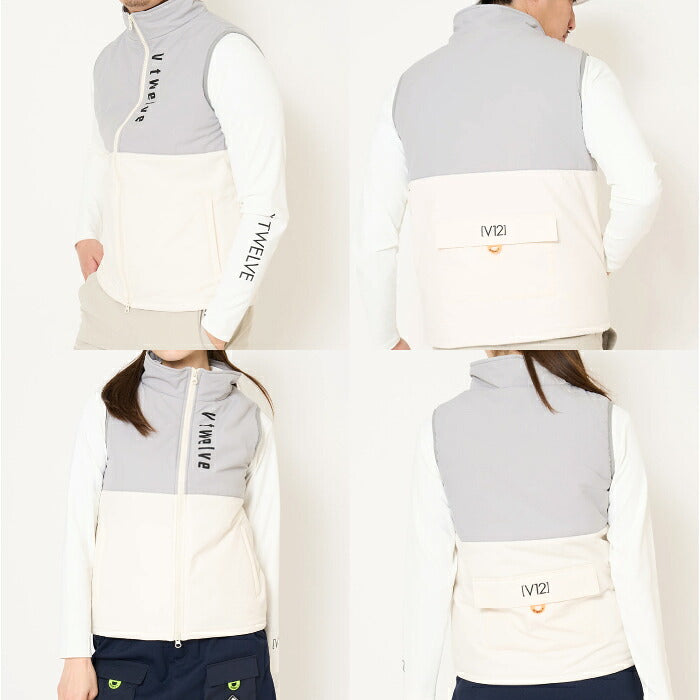 V12 ヴィトゥエルブ ゴルフウェア メンズ レディース ARC TAG VEST ベスト バイカラー バックポケット 軽量 保温 ストレッチ 撥水 防風☆ v122620-jk03