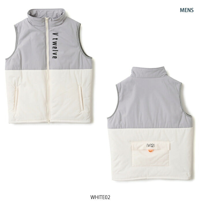 V12 ヴィトゥエルブ ゴルフウェア メンズ レディース ARC TAG VEST ベスト バイカラー バックポケット 軽量 保温 ストレッチ 撥水 防風☆ v122620-jk03