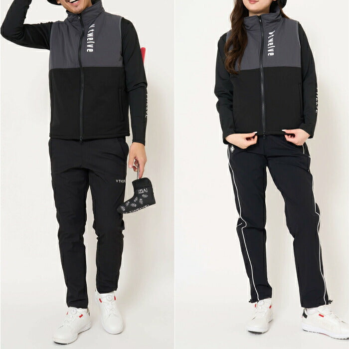 V12 ヴィトゥエルブ ゴルフウェア メンズ レディース ARC TAG VEST ベスト バイカラー バックポケット 軽量 保温 ストレッチ 撥水 防風☆ v122620-jk03