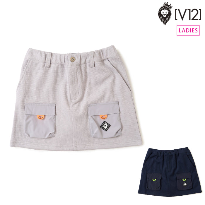 V12 ヴィトゥエルブ ゴルフウェア レディース ARC TAG SKIRT スカート ストレッチ 吸水速乾 UVカット ウエストゴム仕様 セットアップ対応 v122620-sk01