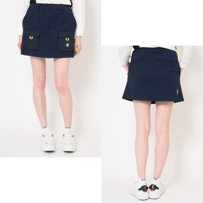 V12 ヴィトゥエルブ ゴルフウェア レディース ARC TAG SKIRT スカート ストレッチ 吸水速乾 UVカット ウエストゴム仕様 セットアップ対応 v122620-sk01