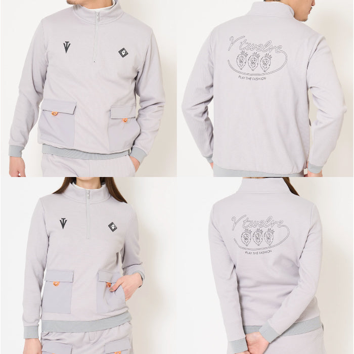 V12 ヴィトゥエルブ ゴルフウェア メンズ レディース ARC TAG HZ JKT ハーフジップスウェット ストレッチ 吸水速乾 UVカット セットアップ対応 v122620-sw02