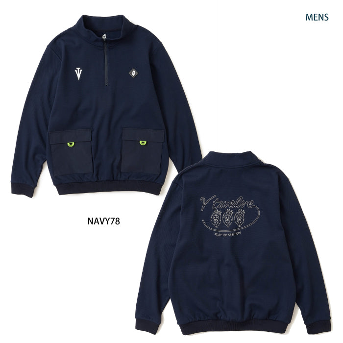 V12 ヴィトゥエルブ ゴルフウェア メンズ レディース ARC TAG HZ JKT ハーフジップスウェット ストレッチ 吸水速乾 UVカット セットアップ対応 v122620-sw02