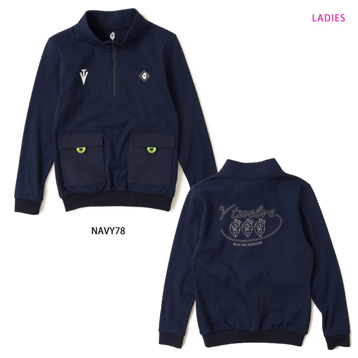 V12 ヴィトゥエルブ ゴルフウェア メンズ レディース ARC TAG HZ JKT ハーフジップスウェット ストレッチ 吸水速乾 UVカット セットアップ対応 v122620-sw02