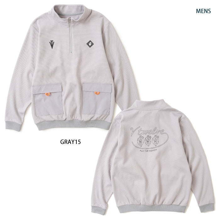 V12 ヴィトゥエルブ ゴルフウェア メンズ レディース ARC TAG HZ JKT ハーフジップスウェット ストレッチ 吸水速乾 UVカット セットアップ対応 v122620-sw02