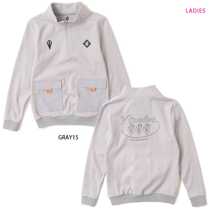 V12 ヴィトゥエルブ ゴルフウェア メンズ レディース ARC TAG HZ JKT ハーフジップスウェット ストレッチ 吸水速乾 UVカット セットアップ対応 v122620-sw02