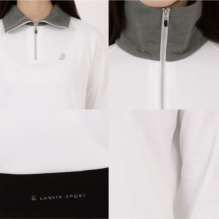 LANVIN SPORT ランバン スポール ゴルフウェア レディース ロールカラー長袖シャツ【部分UV CUT(UPF50+)/ストレッチ】 VG4FLS41L