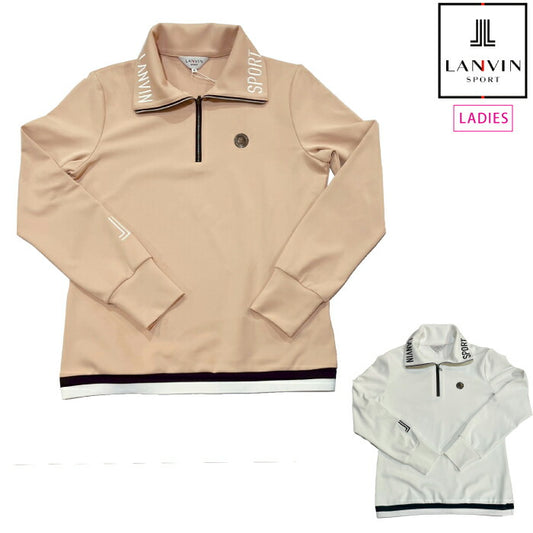 LANVIN SPORT ランバン スポール ゴルフウェア レディース ロールカラーハーフジップ長袖シャツ UV CUT 防風 保温 VG5FLS82L