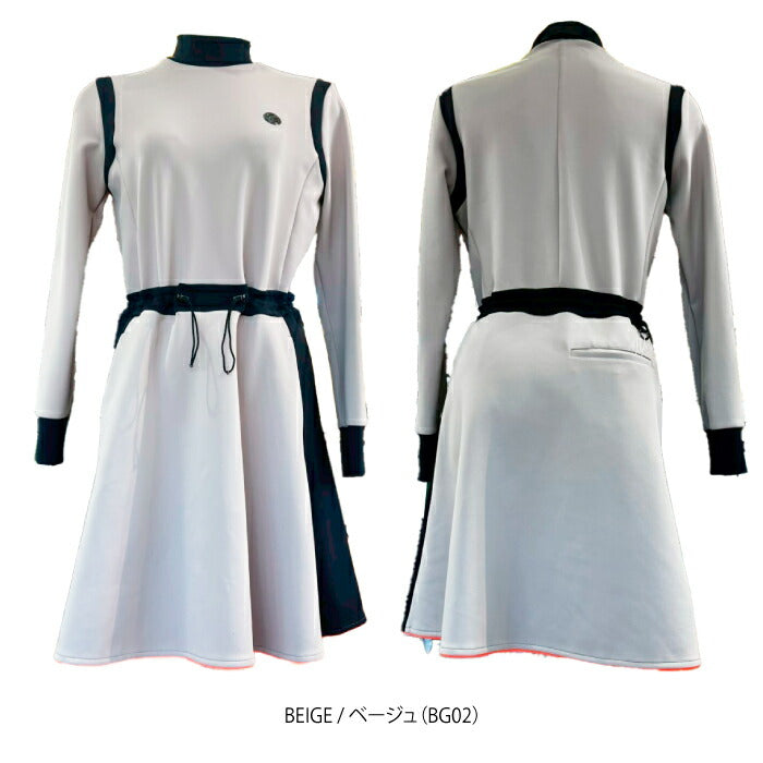 LANVIN SPORT ランバン スポール ゴルフウェア レディース ブロッキングデザイン長袖ワンピース UV 吸汗速乾 vg5fop41l