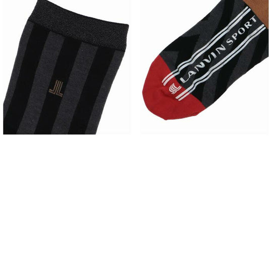 LANVIN SPORT ランバン スポール ゴルフウェア レディース 変形ストライプミドル丈ソックス 日本製 抗菌防臭 滑り止め付き VG5FSO23L