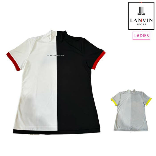 LANVIN SPORT ランバン スポール ゴルフウェア レディース カラーブロックモックネック半袖シャツ SUNSCREEN UVカット 吸汗 遮熱 VG5SHS31L