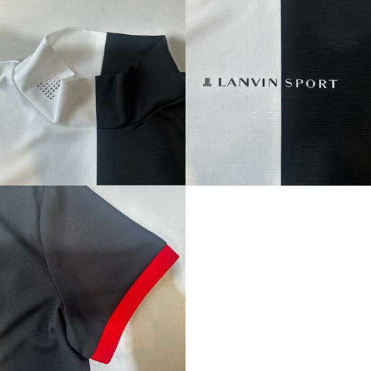 LANVIN SPORT ランバン スポール ゴルフウェア レディース カラーブロックモックネック半袖シャツ SUNSCREEN UVカット 吸汗 遮熱 VG5SHS31L