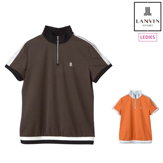 LANVIN SPORT ランバン スポール ゴルフウェア レディース スタンドジップアップ半袖シャツ【SUNSCREEN】吸汗速乾 VG5SHS44L