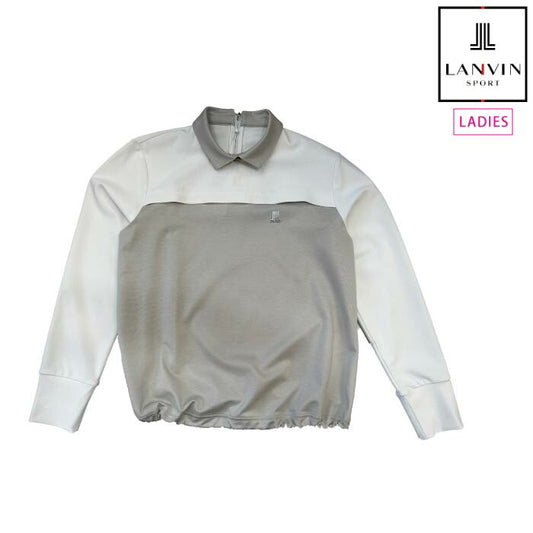 LANVIN SPORT ランバン スポール ゴルフウェア レディース ブロッキングデザイン共衿長袖シャツ 部分UV CUT 部分接触冷感 vg5sls31l